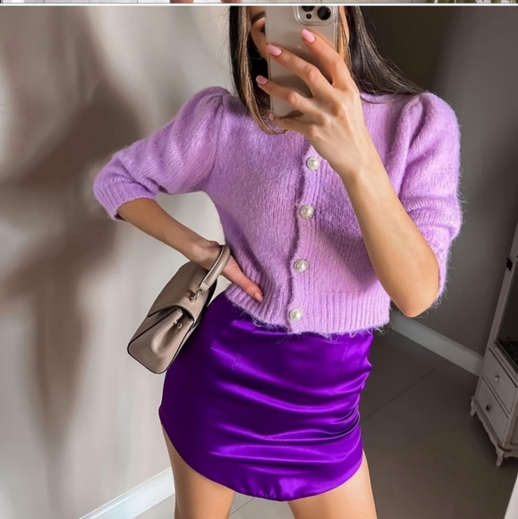 Zara * Bloggers Favorite Mini Purple Skirt - Picture 13 of 16